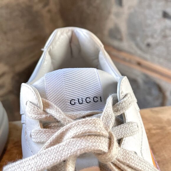 Gucci Ivory Leather Interlocking GG Rhyton Chunky Sneakers - Picture 4 of 12